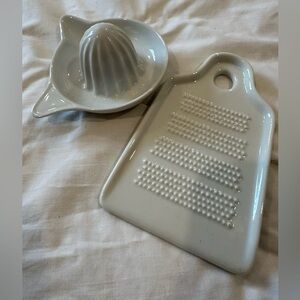 Vintage Porcelain Wasabi/Ginger Grater & Porcelain Juicer / Citrus Reamer